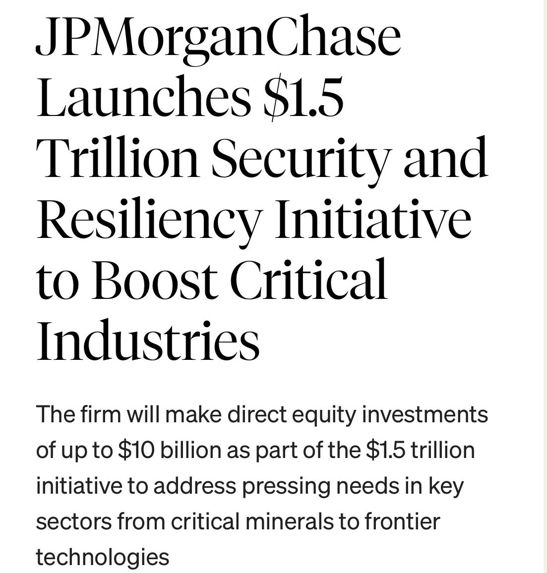 JPMorgan Chase Reveals $1.5 Trillion Drive to Rebuild U.S. Industry, Including Shipbuilding