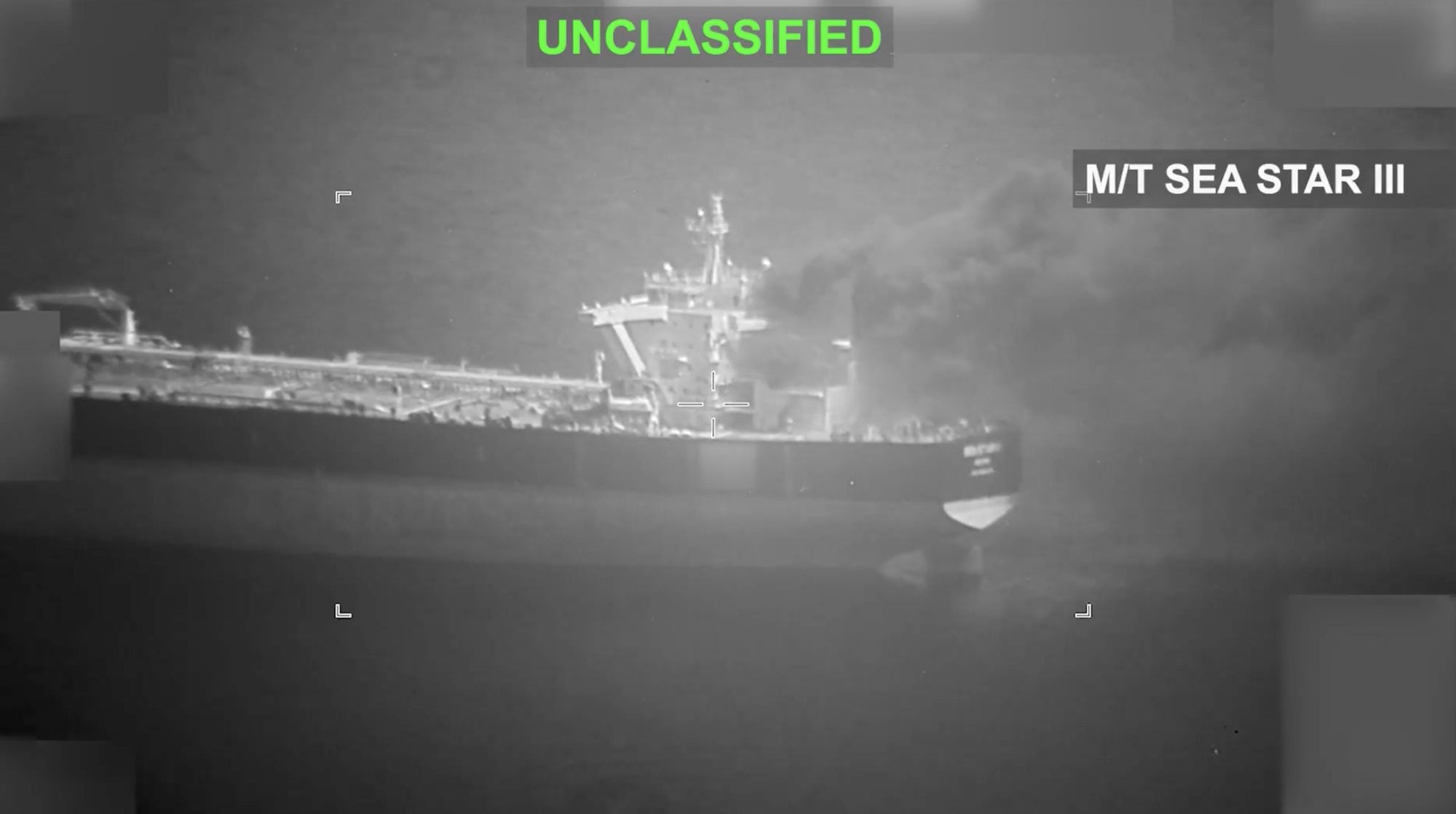 Photos Appear to Show Fire Aboard Iranian VLCC Disabled by U.S. Navy photo