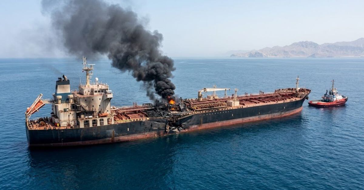 Crew Abandons Burning Tanker After Attack Near Strait of Hormuz photo