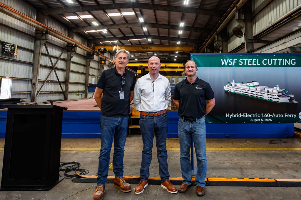 Eastern Shipbuilding Group and Washington State Celebrate Steel Cutting of New Hybrid-Electric Ferry photo