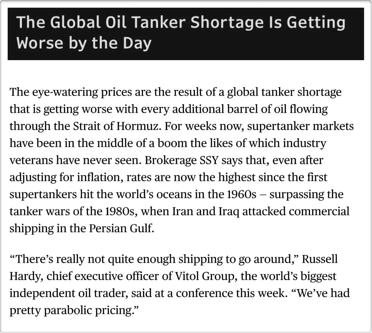 Global Oil Tanker Shortage is Getting Worse By the Day