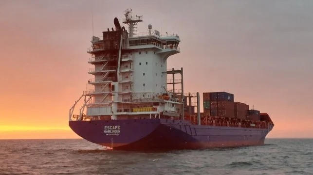 Dutch Feeder Ship Abandoned and Drifting After Fire in Gulf of Riga