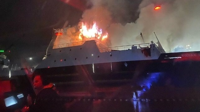 Trident Seafoods Factory Trawler Catches Fire in Tacoma