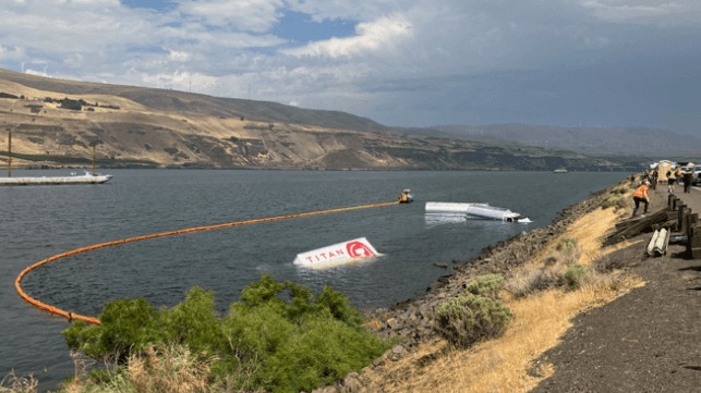 Tanker Truck Goes Into the Columbia River Near The Dalles