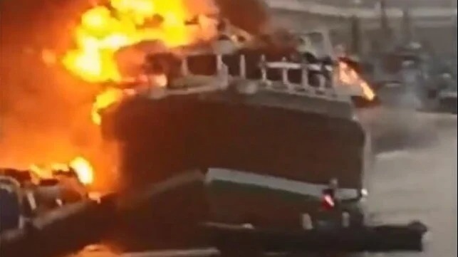 Cargo Ship Transporting Cars from Dubai Catches Fire