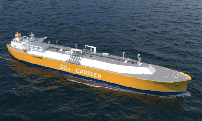 FINA Marine, SeaTech Solutions and BE&R have completed the conceptual design for a unique LNG-powered liquid CO2 Carrier.