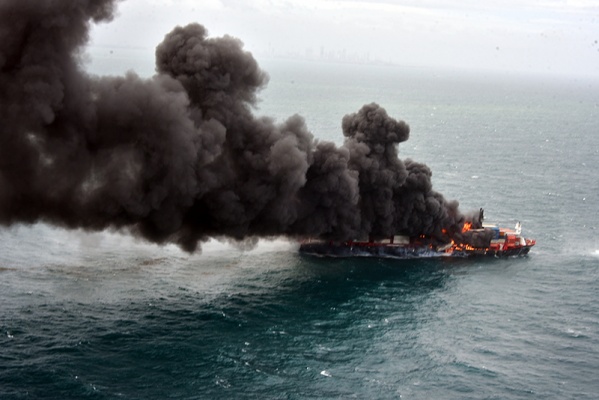 A ship burning off the coast of Sri Lanka provoked an ecological disaster