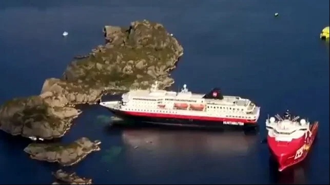 Hurtigruten Ship Grounds in Norway on Return Trip from Shipyard