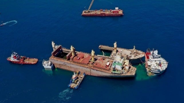 Hulk of OS 35 Bulker Lifted from the Waters off Gibraltar