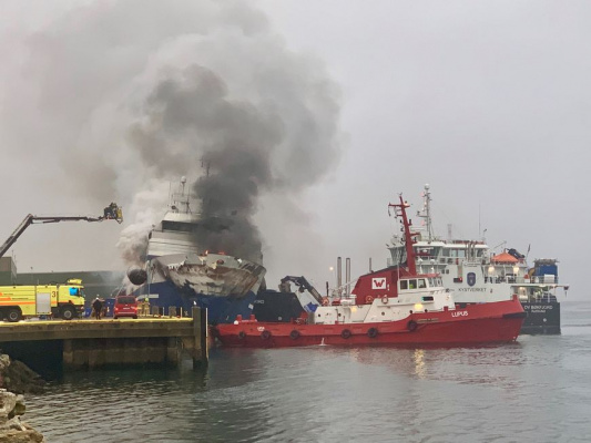 Fishing vessel caught fire in South Korean port