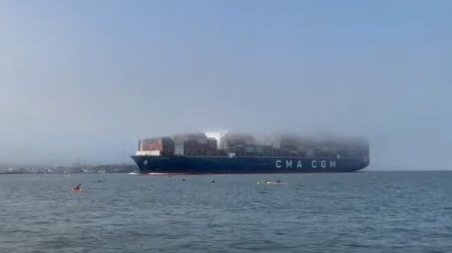 CMA CGM Containership “Breaches” Swimming Club’s SF Bay Event