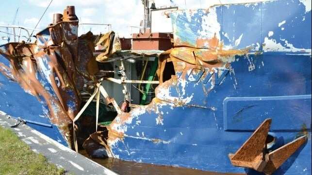 Cargo Ship Arrives in Germany with Large Hole After Striking Wind Farm