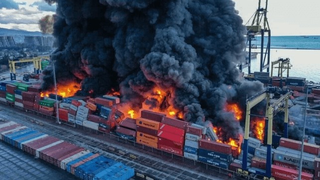 Container Fire Continues to Burn at Port of Iskenderun