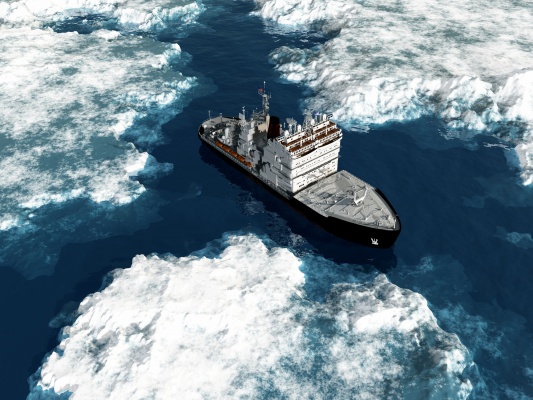 A French ice-breaker cruiser preparing to sail for the Arctic