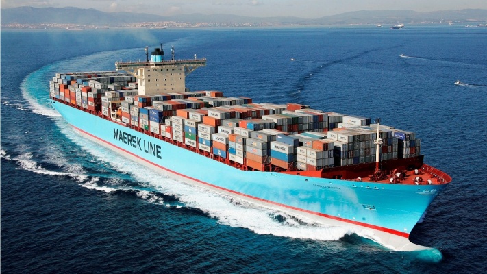 Several Danish Maersk container ships await opening of the Suez Canal