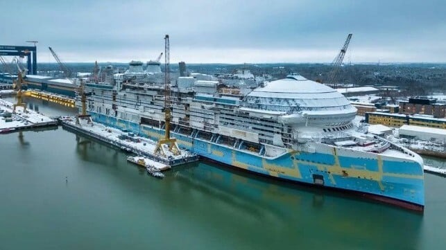World’s Largest Cruise Ship Floated and Moved to Fitting Out Berth
